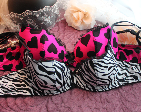 Sexy zebra print cup single-bra plus size big cup large cup female underwear