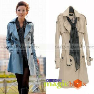 Shanghaimagicbox Women Fashion Vintage Slim Fit Casual Bowknot Trench Coat  New WCOT002