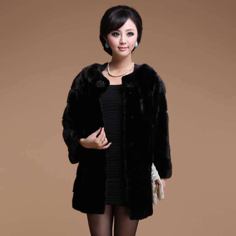 Sheep 2012 fur double collar mink outerwear medium-long 6138