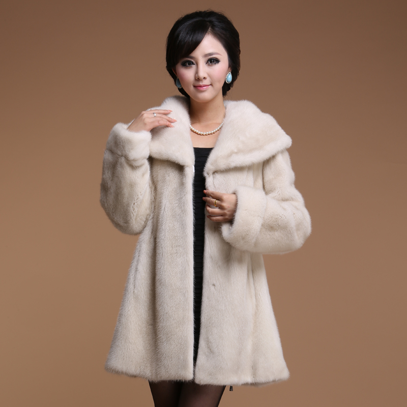 Sheep 2012 luxury fur mink turn-down collar long design 809