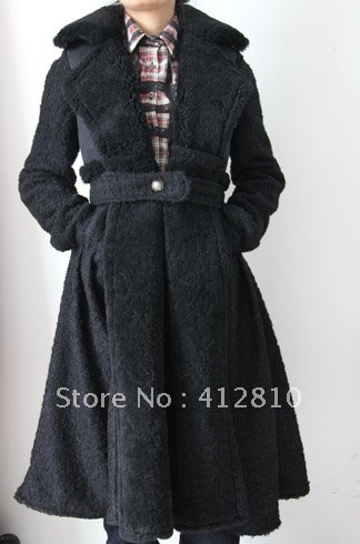 Sheep fur stitching woolen coat