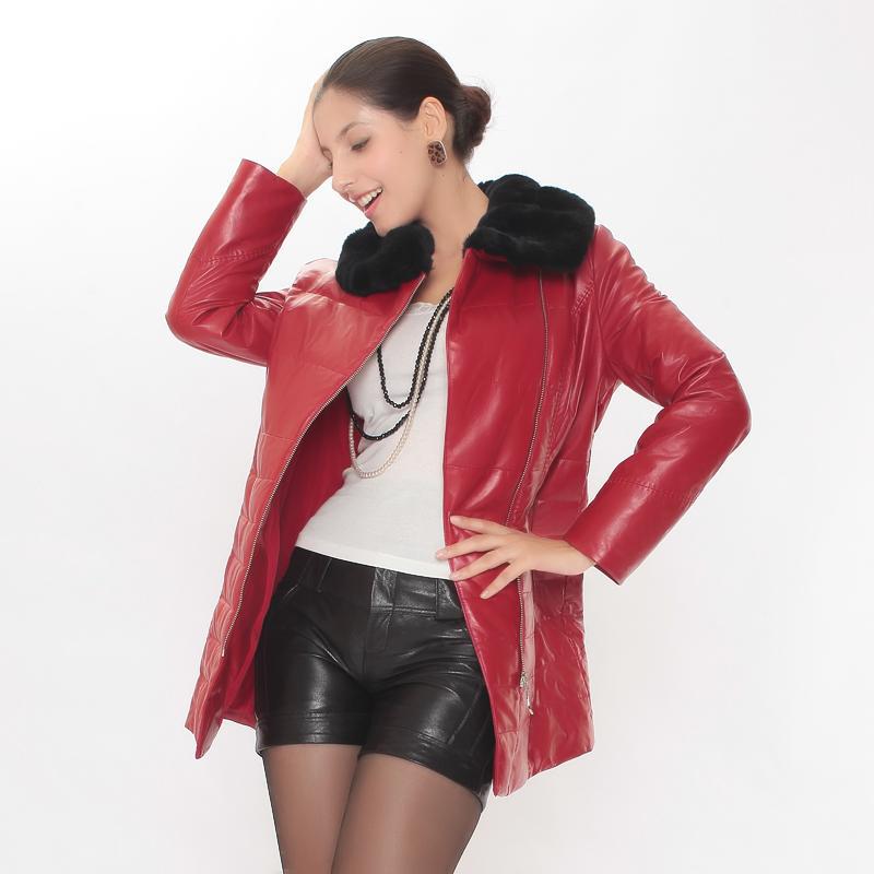 Sheep skin polyester 2012 new women ladies fall and winter hot leather fur coat fox collars 2060