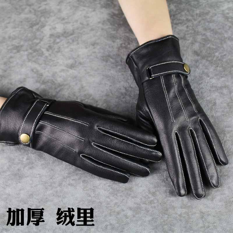 Sheepskin gloves fashion genuine leather gloves women's winter thermal thickening gloves