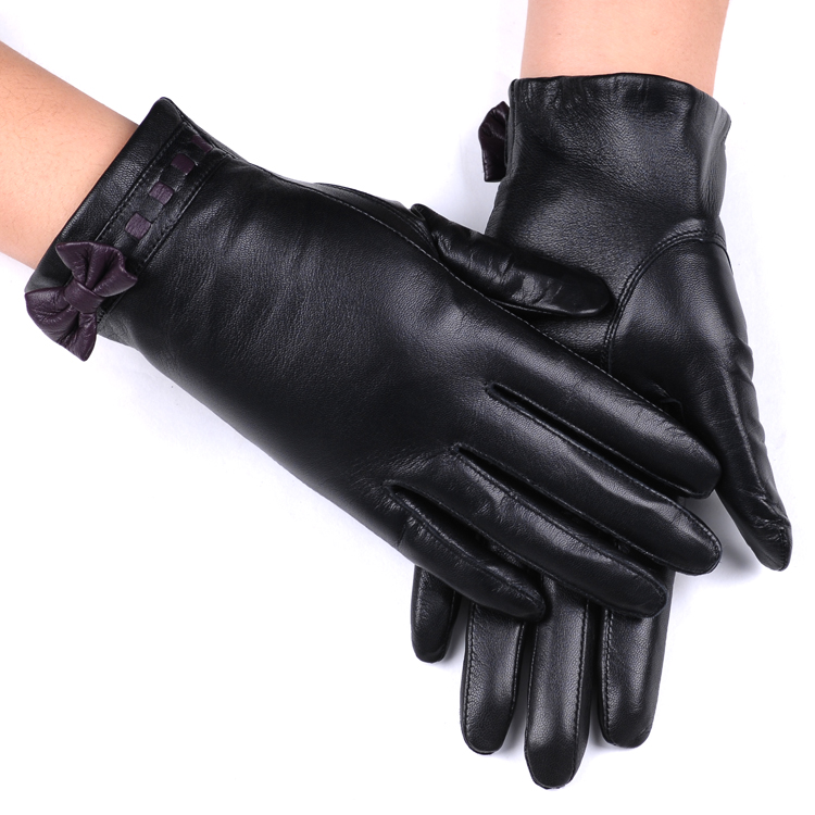 Sheepskin gloves female spring and autumn spring short design women's genuine leather gloves single