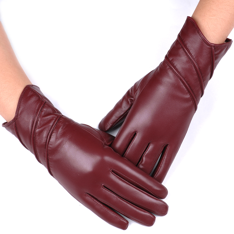 Sheepskin gloves female winter thermal women's genuine leather gloves medium-long