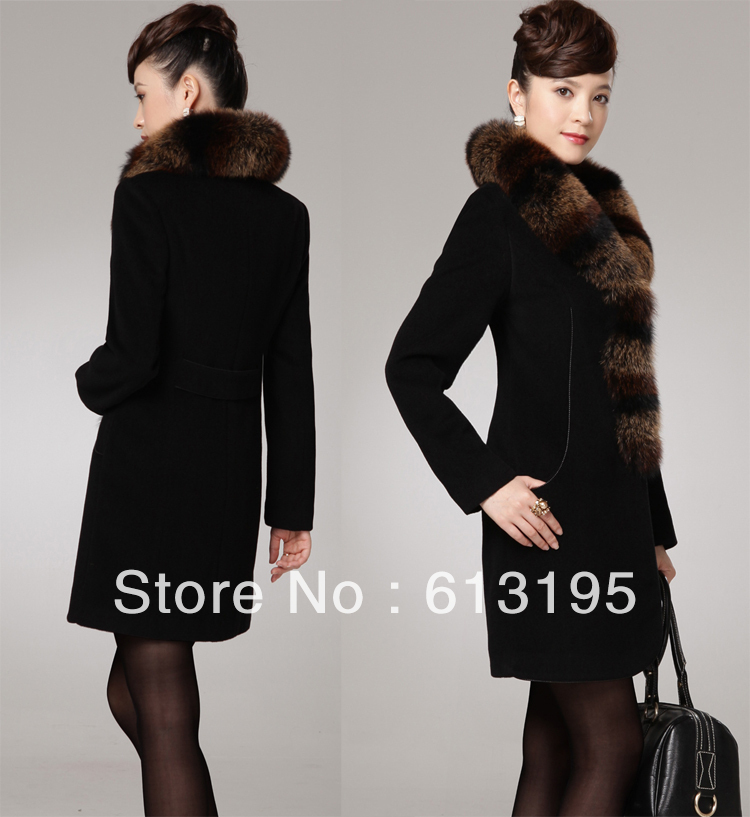 Shop quality goods wool coat new large size, high grade fox collars cashmere coat brand monopoly/ydx