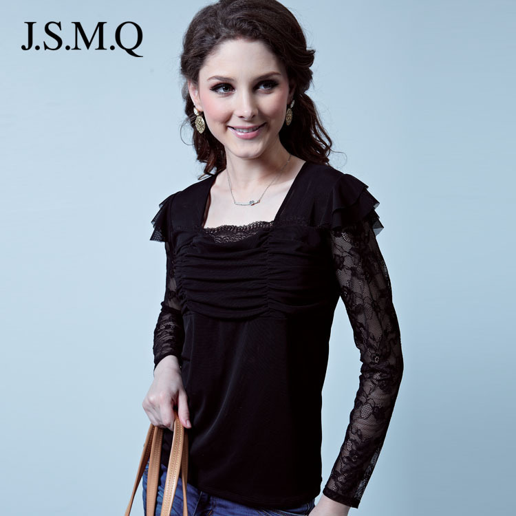 Shopmen t-shirt female nylon lace basic shirt Size fits all autumn flower ruffle vest spaghetti strap underwear