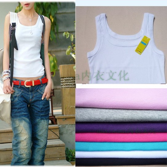 Short design all-match 100% u basic cotton tank top shirt spaghetti strap multicolor