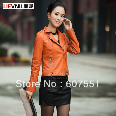 short design slimstand collar zipper epaulette leather jacket