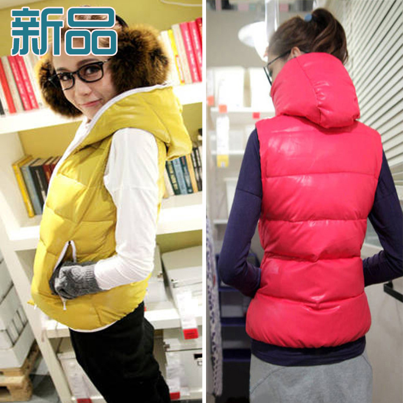 Short design thickening cotton vest 2012 women's autumn and winter casual fashion with a hood letter shiny small vest