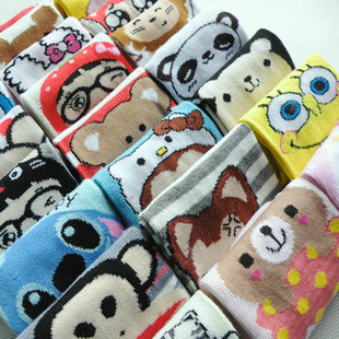 Short design women's cartoon socks at home polyester cotton sock socks