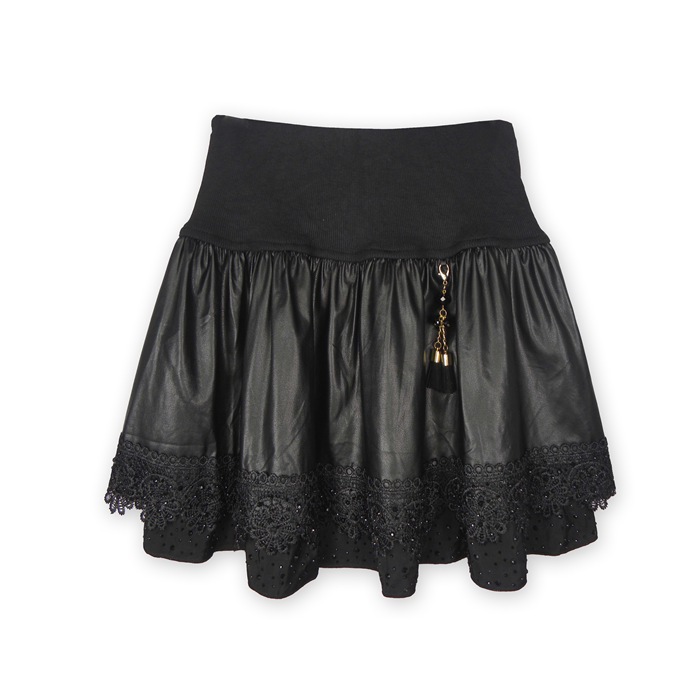 short skirt PU skirt water washed leather puff  pleated  autumn and winter