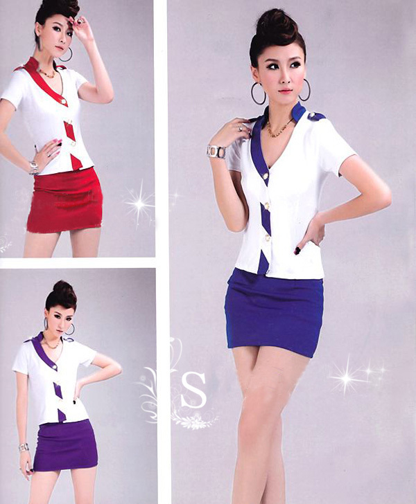 Short-sleeve Women short-sleeve skirt ol work wear women's skirt female summer stewardess uniforms professional set