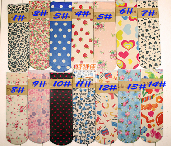 Short stockings print multicolour short stockings socks female socks