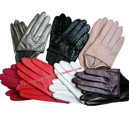 Shriveled women's genuine leather sheepskin gloves repair personality style