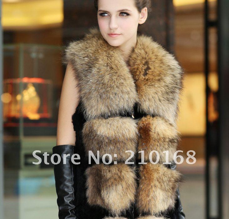 Shuge Wholesale High Quality Furry V-Collar All Match Vests Black  Free Shipping HN12081605