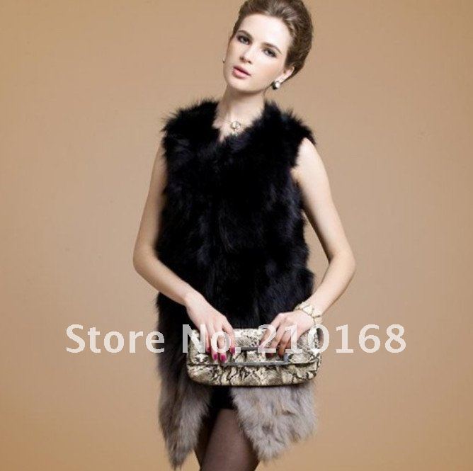 Shuge Wholesale High Quality Furry V-Collar Changing Color Vests Grey Free Shipping HN12081606