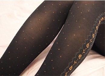 Side show thin render dot dot pattern retro rose pantyhose