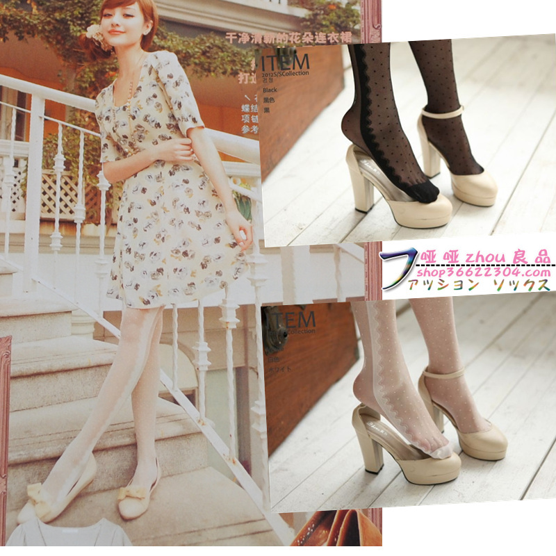 Sidepiece lace vintage milky ultra-thin invisible transparent stockings female pantyhose