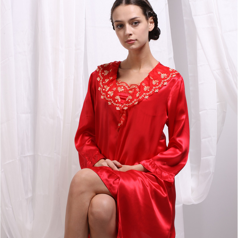 Silk mulberry silk crepe satin silk sleepwear dress charming yanhong twinset