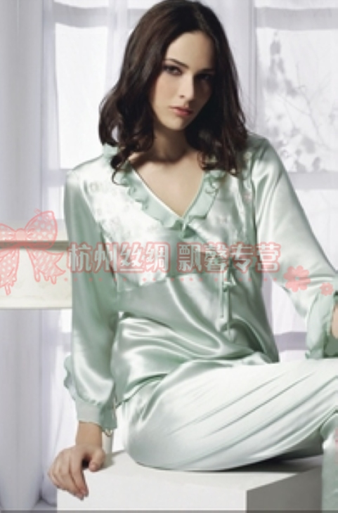 Silk sleepwear silk long-sleeve shorts set women's sleepwear ye0168 freeshipping