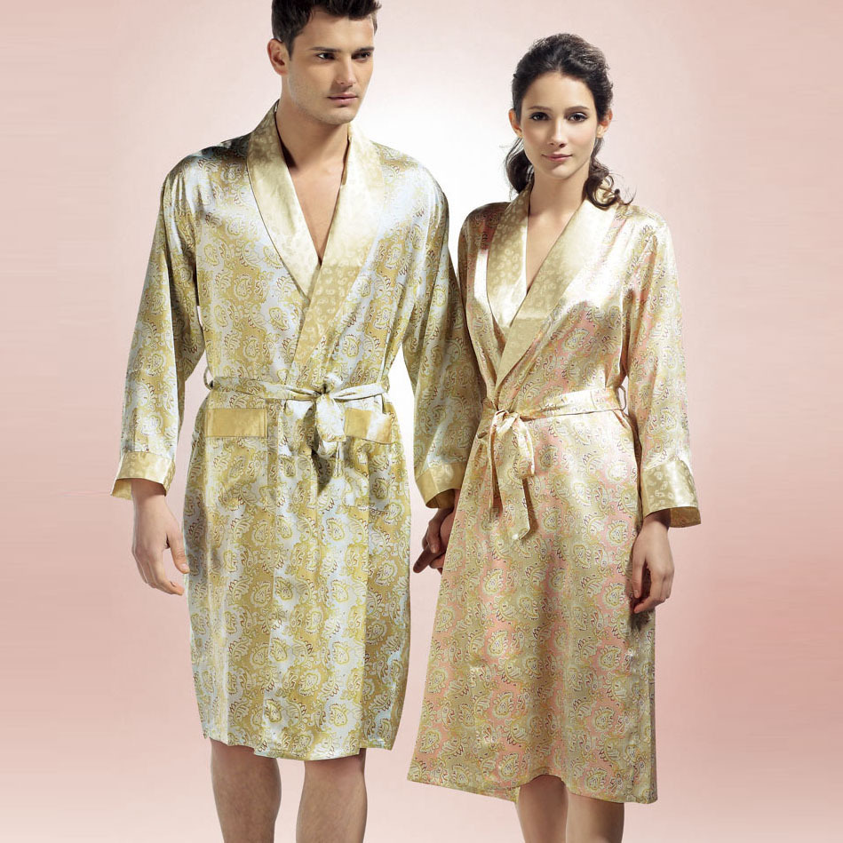 Silk sleepwear silk lovers robe set bowline ye2041