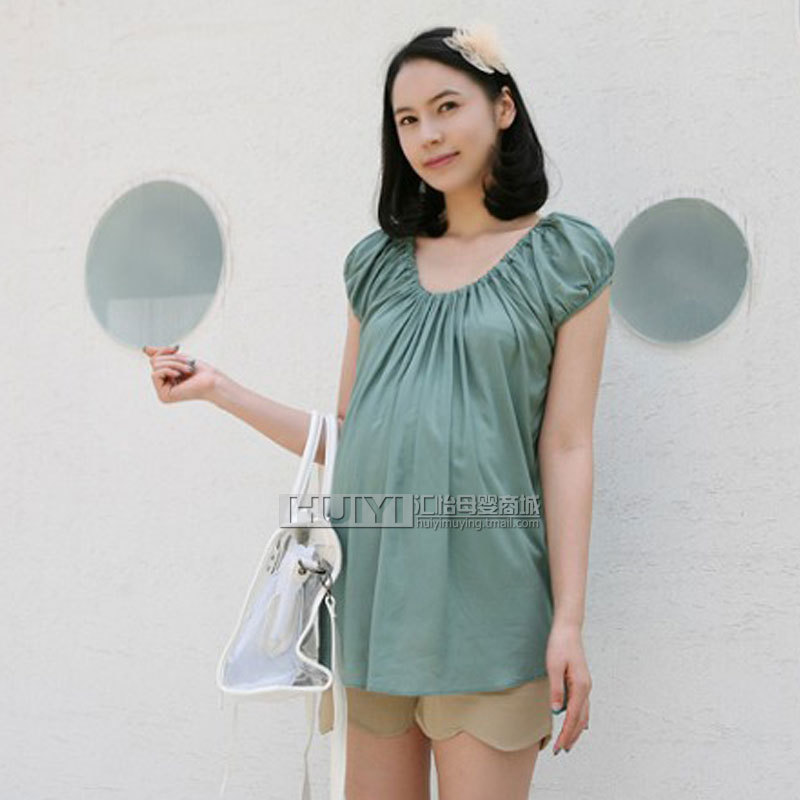 Silks and satins maternity t-shirt fashion maternity summer maternity top maternity dress solid color t901