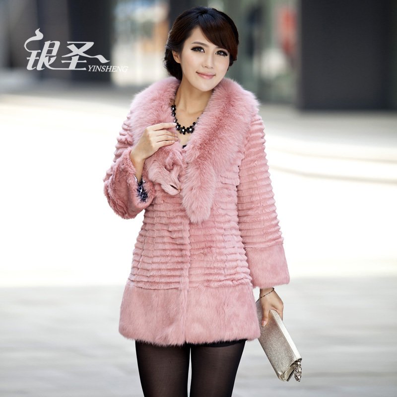 Silver 2012 fur slim fox fur rabbit fur medium-long fur coat women's