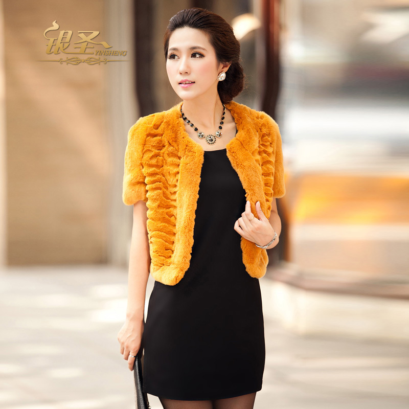 Silver 2012 slim short-sleeve rex rabbit hair short design fur vest clip female outerwear vest