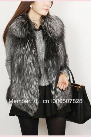 Silver fox fur vest