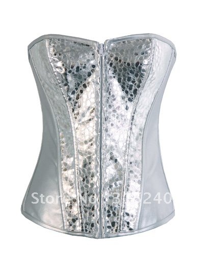 Silver leather corset tops (C083)