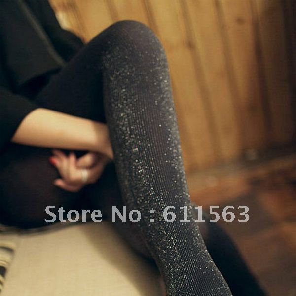 Silver onions pearlizing stockings liangsi pantyhose silveryarn thick vertical stripe legging socks