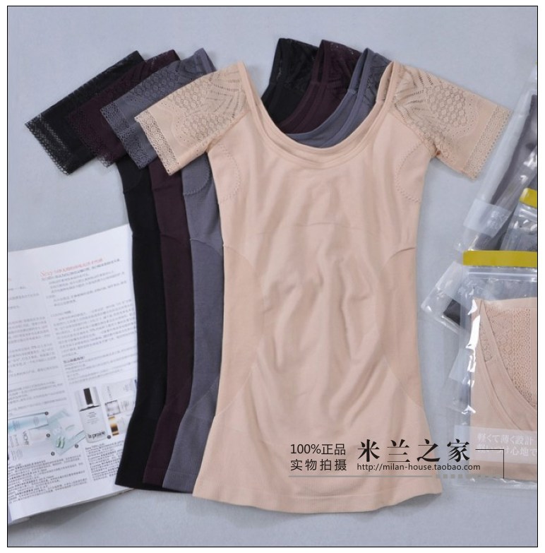 Single beauty care body shaping underwear thin seamless tight abdomen drawing lace short-sleeve slimming vest free shipping