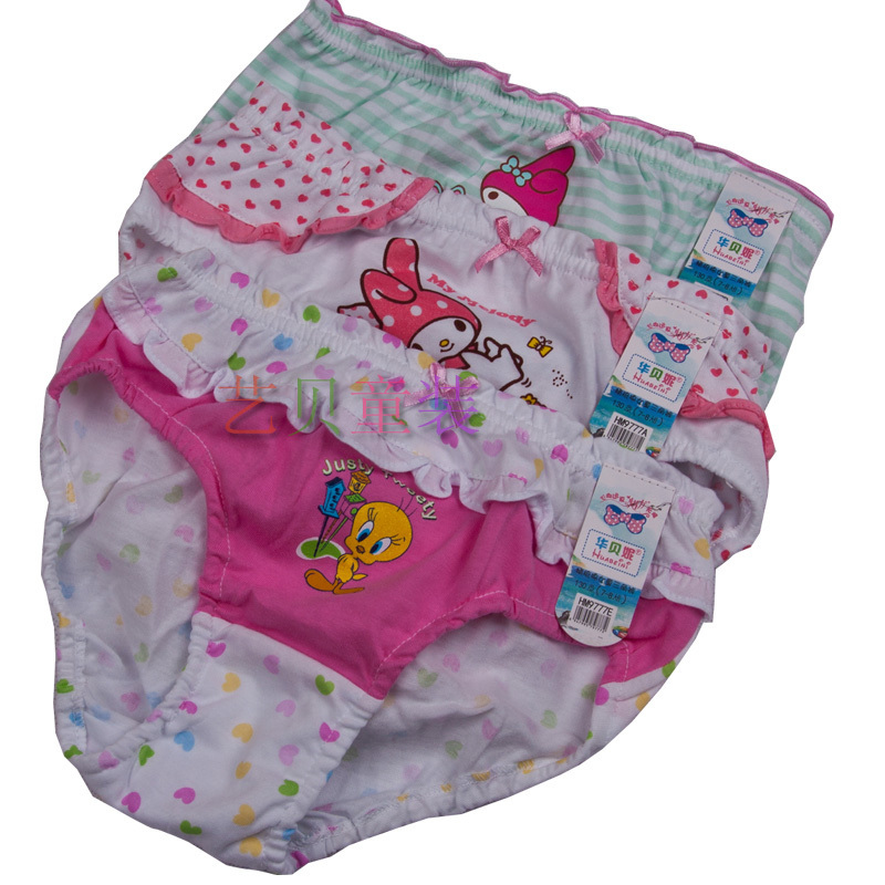 Single combed cotton female child panties child panties female child shorts 100% cotton trigonometric panties