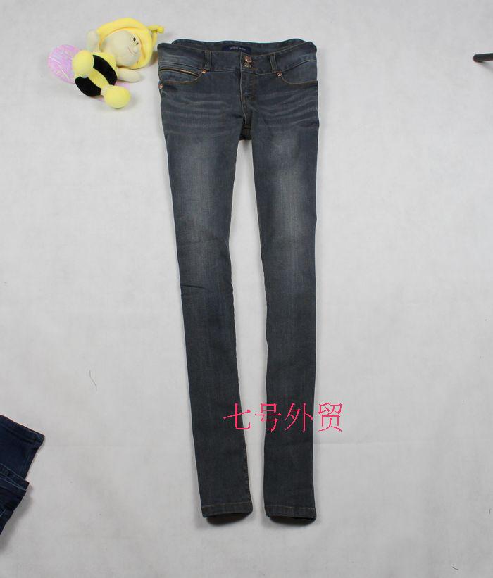 Single Dark gray elastic water after wash wearing white retro finishing jeans pencil pants female