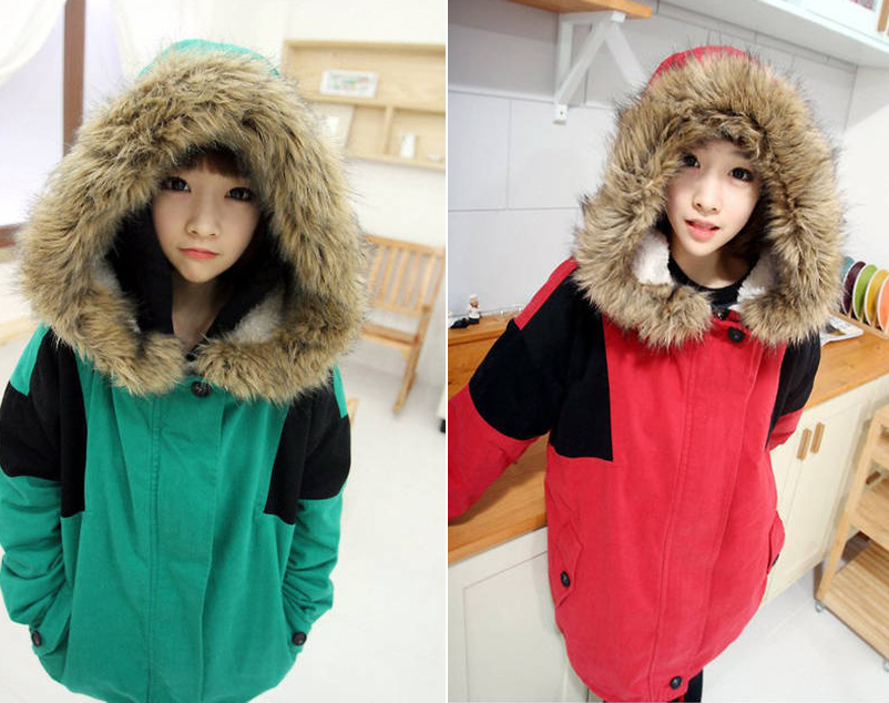 Sisouhor color block decoration wadded jacket berber fleece loose thickening wadded jacket cotton-padded jacket cotton-padded