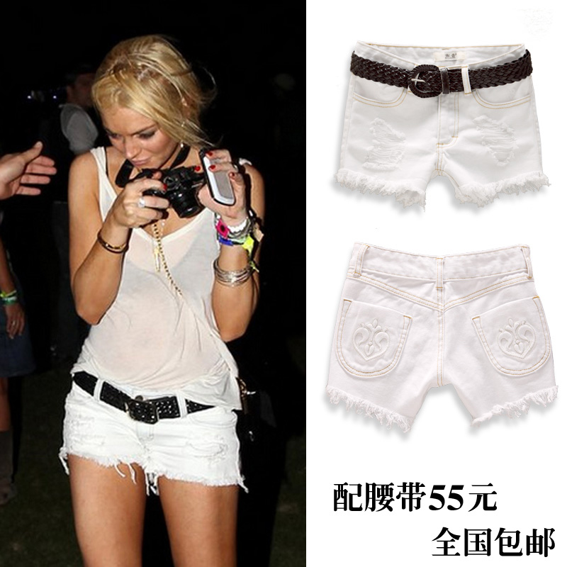 Siwy jeans snowstorm spring shorts white sexy distrressed casual denim shorts female plus size