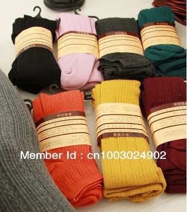 Six Sweet Colors Solid Striped Pantyhose for Autumn & Winter