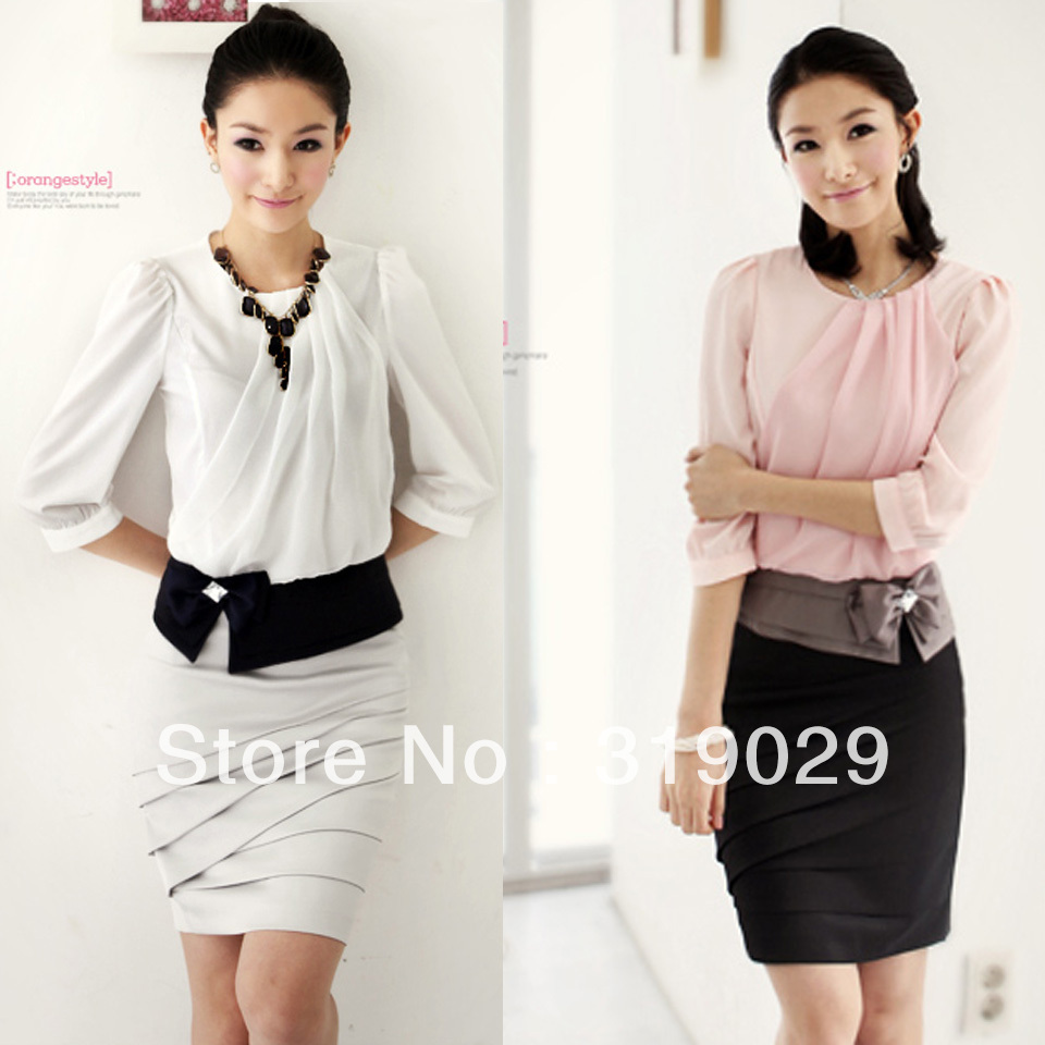 Skirt suits Workwear OL Casual clothes Ruffles Summer Women Skirts Set 2pcs set 6 sizes High quality