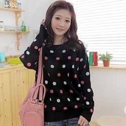 SLAE 2011 dot fashion sweet sweater plus size low collar sweater free shipping