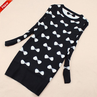 SLAE New arrival bow thickening double layer fabric wool sweater free shipping