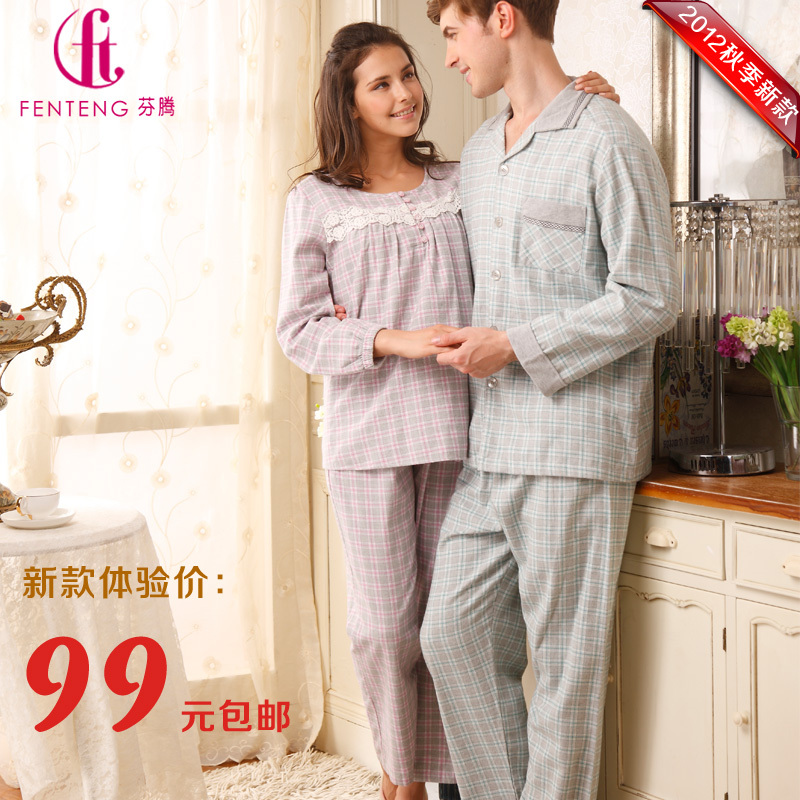 Sleepwear 2012 autumn 100% cotton lovers long-sleeve thickening lounge set