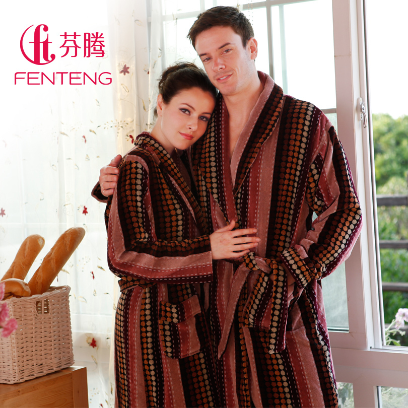 Sleepwear 2012 winter lovers polka dot towel cotton lounge robe z1288-3