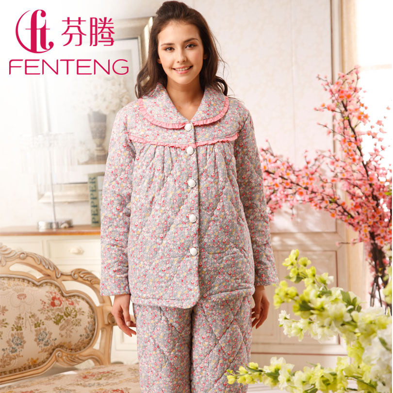 Sleepwear 2012 women's coral fleece cotton-padded lounge set m8787 woven thickening