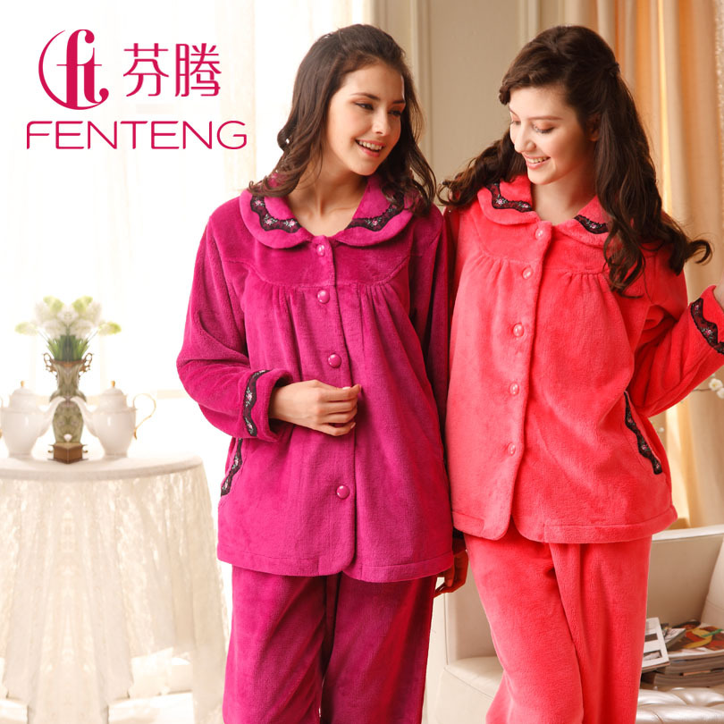 Sleepwear 2012 women's coral fleece set lounge z8718 thickening fleece