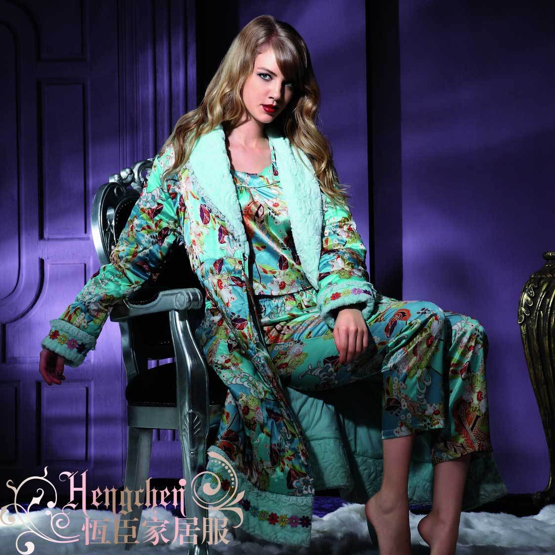 Sleepwear at home service female winter thickening cotton-padded robe 4216