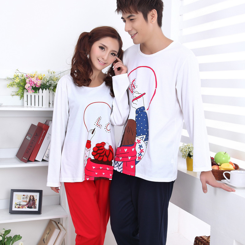 Sleepwear autumn Women 100% cotton cartoon lounge set women's sleepwear lovers 0001