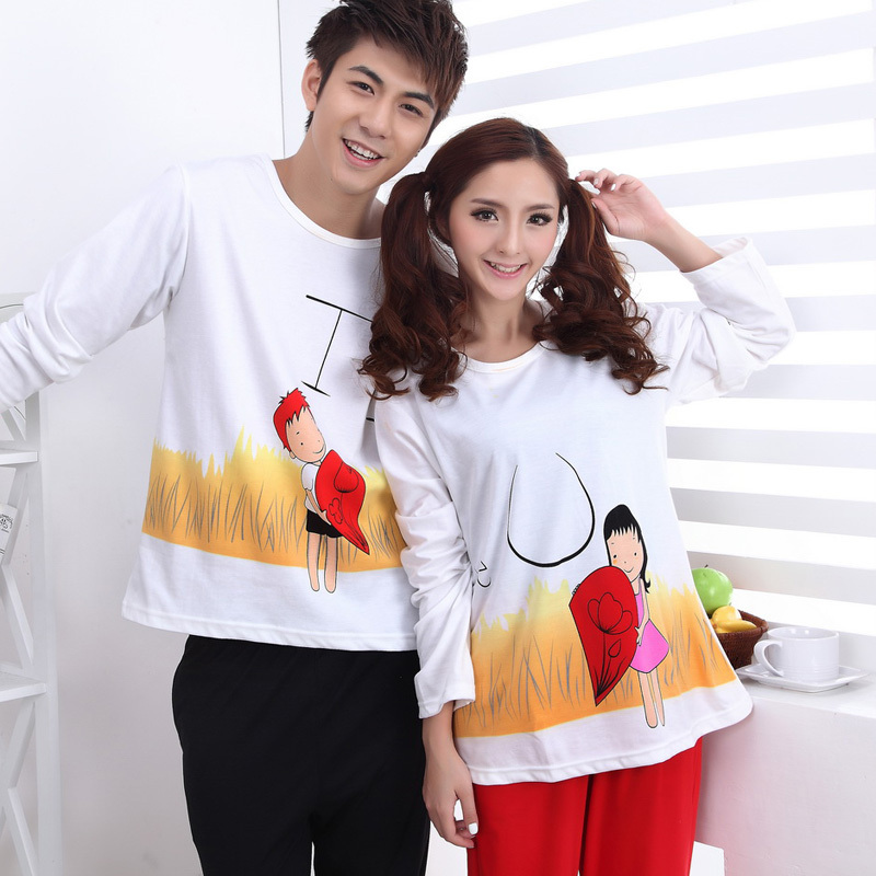 Sleepwear autumn Women rustic cartoon long-sleeve lounge set women's sleepwear lovers 0012