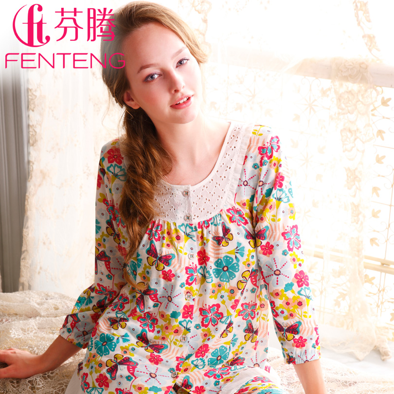 Sleepwear  colorful spring women's sleepwear sweet flowers lounge set z132178