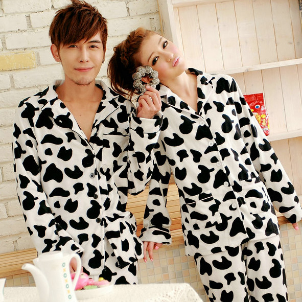 Sleepwear female 100% cotton long-sleeve spring and autumn of cows lounge lovers sleepwear